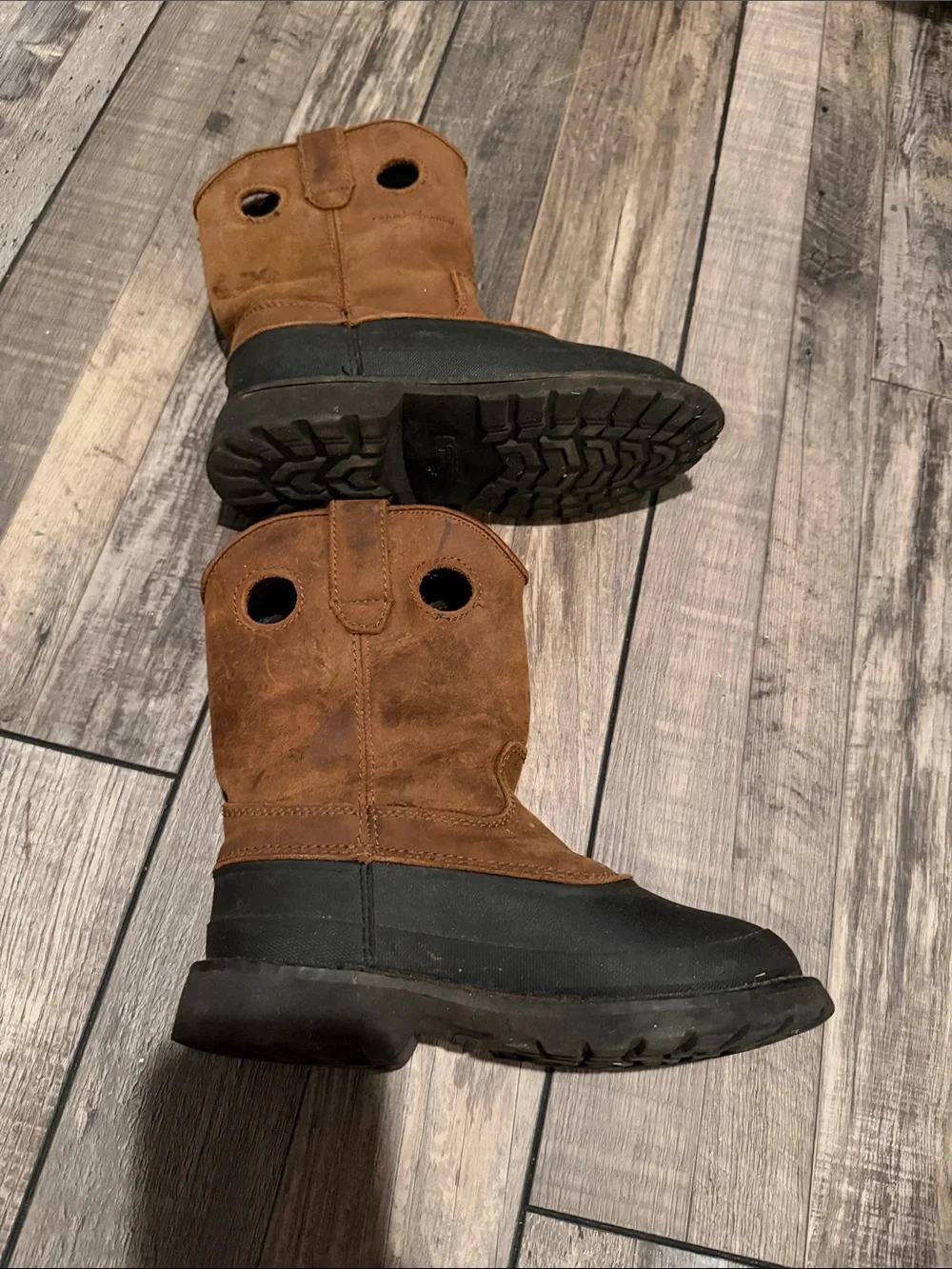 Georgia Boots Size 1M boys. Brown Suede Waterproof Work Boots